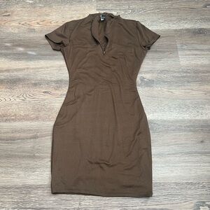 Windsor Sporty Chic Knit Mini Bodycon Dress Zip Up Collar Size Medium